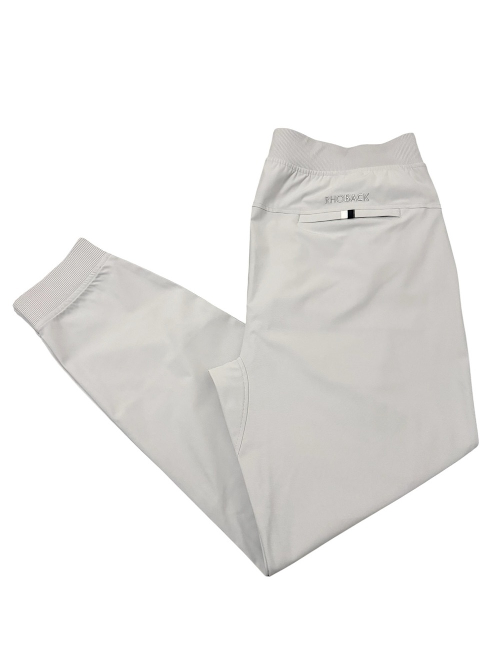 Rhoback Men's White Performance Joggers with Ribbed Cuffs
